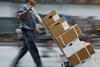 Boxes being carried on a forklift